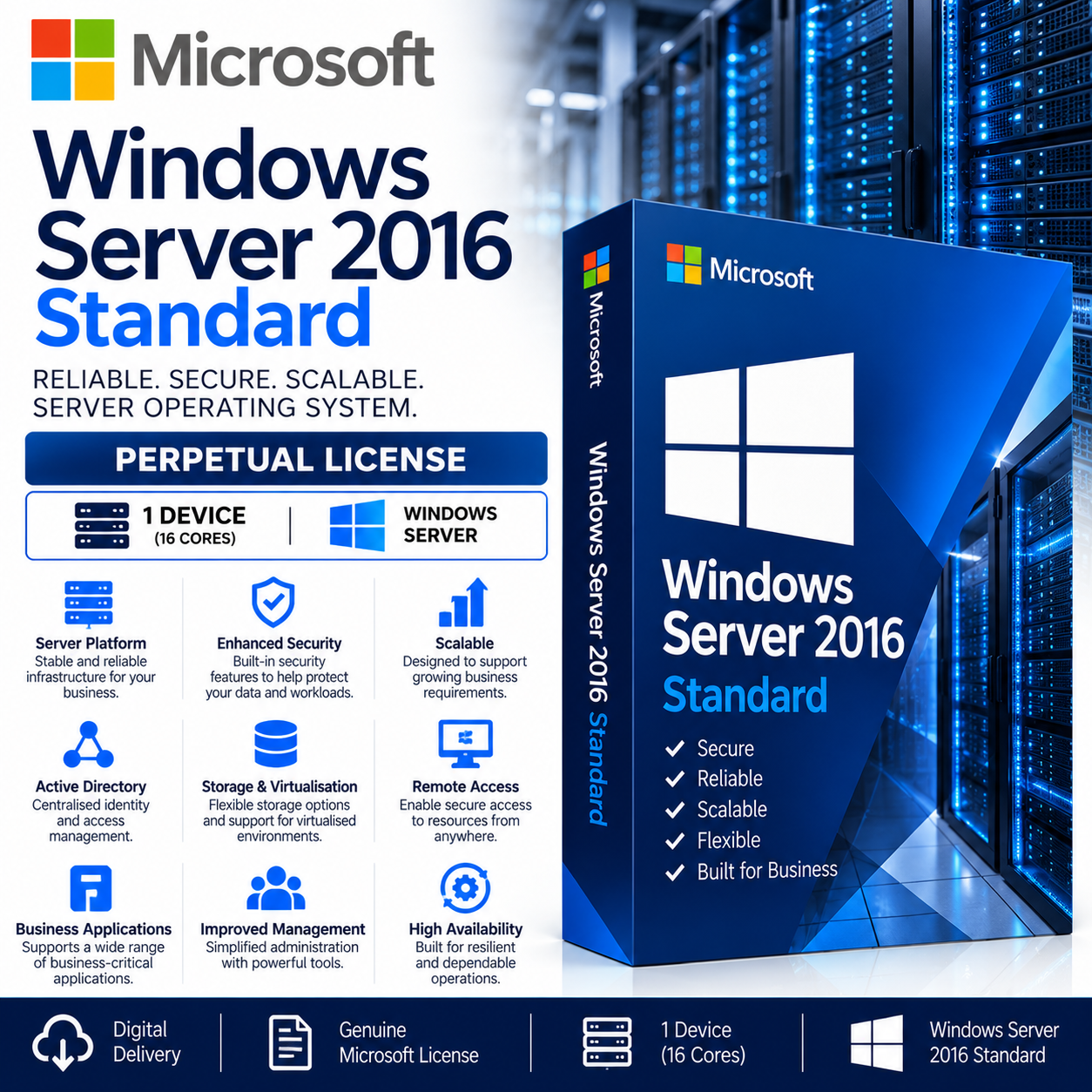 Windows Server 2016 Standard License Microsoft Server 2016 Standard - Image 1