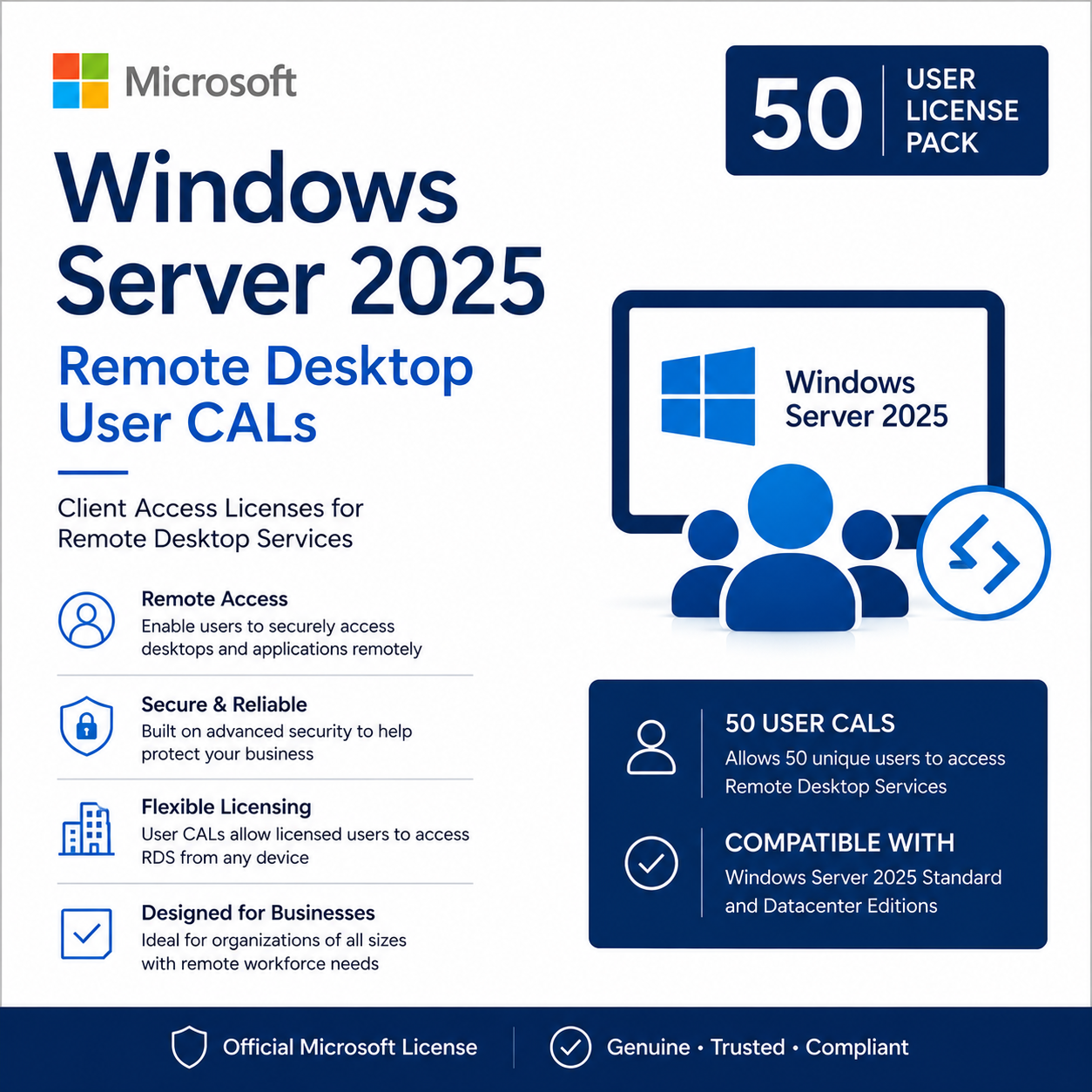 Server 2025 cals Server 2025 – 50 RDS User CALS - Image 1