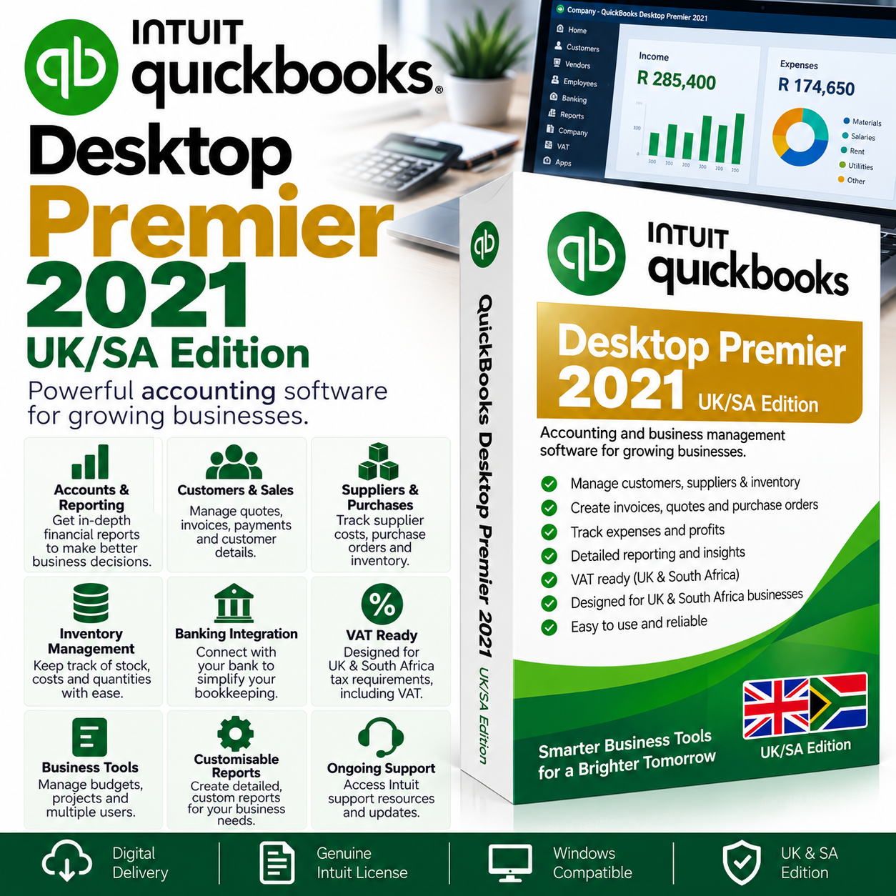 QuickBooks Premier 2021 UK_SA Edition QuickBooks Desktop Premier 2021 UK/SA Edition - Image 1