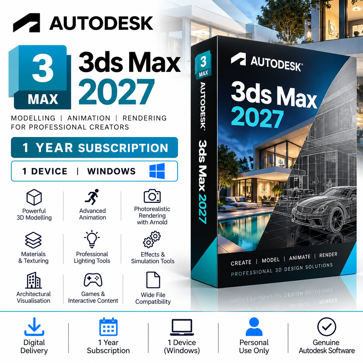 Autodesk 3ds Max 2027 Promo Box 3DS Max 2027 - 1 Year Subscription - Image 1