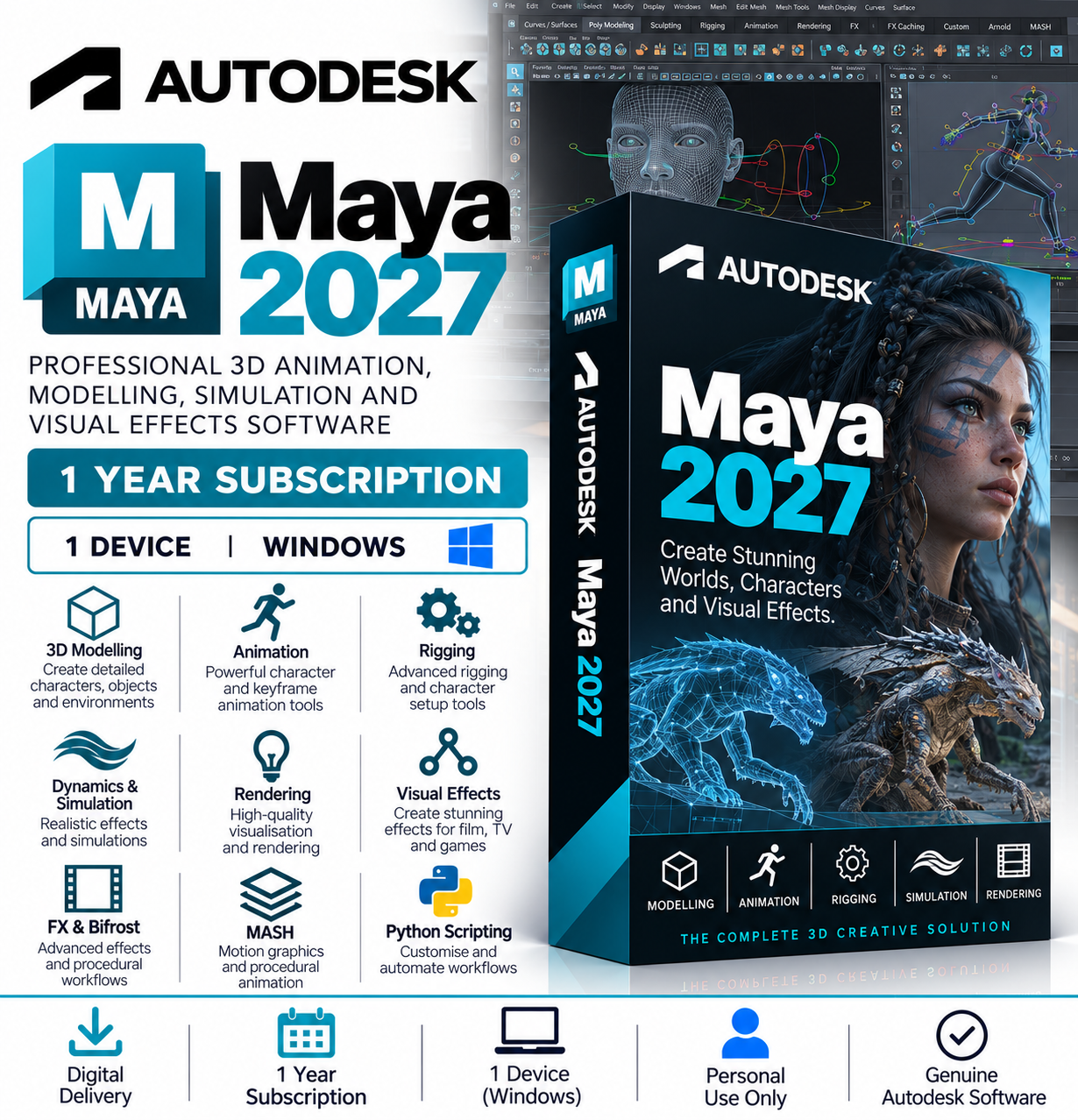 Autodesk Maya 2027 Creative Suite Autodesk Maya 2027 - 1 Year Subscription - Image 1