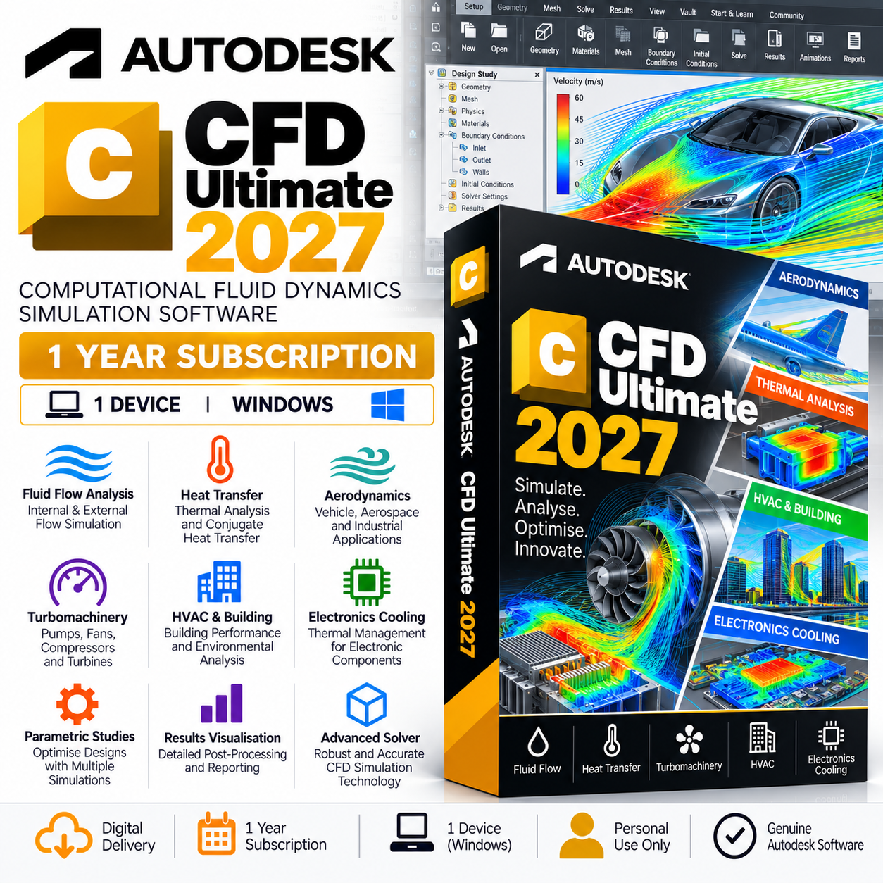 Autodesk CFD Ultimate 2027 Promotional Design CFD Ultimate 2027 - 1 Year Subscription - Image 1