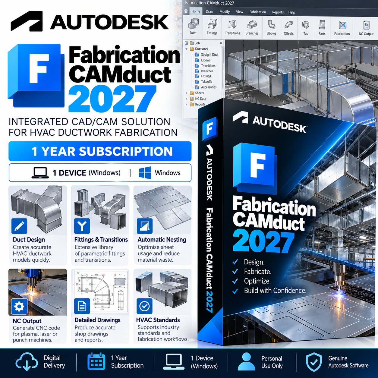 Autodesk Fabrication CAMduct 2027 Banner Fabrication CAMduct 2027 - 1 Year Subscription - Image 1