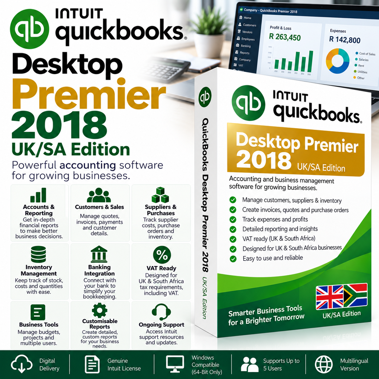 QuickBooks Premier 2018 UK_SA Edition QuickBooks Desktop Premier 2018 UK/SA Edition - Image 1